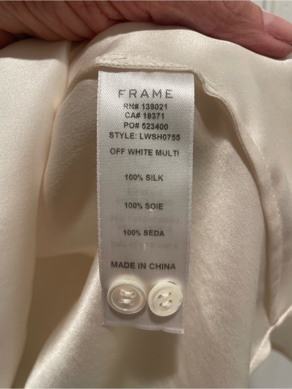 FRAME The Silk Pajama Shirt in Cream / Off-White - EUC - Medium - Picture 6 of 7